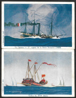 LOT 4 Cartes Ligue Maritime Et Coloniale - Galère, Sphinx, Drakar, Croiseur - Illust. HAFFNER - Collezioni E Lotti