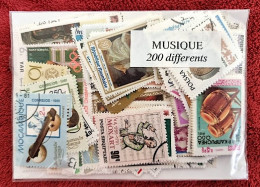 MUSIQUE Lot 200 Timbres Poste Tous Pays Tous Différents. Satisfaction Assurée - Musique