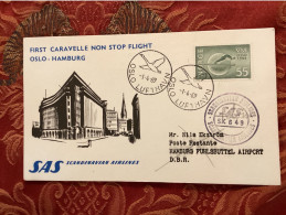 SAS 1969 - Oslo Hamburg - 1er Vol Erstflug First Flight - Caravelle - Oies - Lettres & Documents