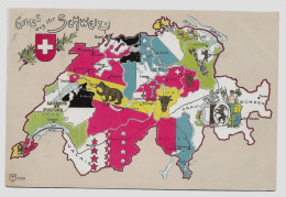 Schweiz , Cartes Géographiques , Maps ,  Karte, Landkarte, Kantone Mit Wappen , Gelaufen 1906y.  G860 - St. Anton