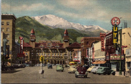 Colorado Colorado Springs Pikes Peak Avenue Showing Pikes Peak Curteich - Colorado Springs