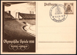 GERMANY BERLIN FAHRBARES POSTAMT 1936 - OLYMPIC GAMES BERLIN '36 - LETTER "a" + OLYMPIC STADIUM POSTCARD - G - Ete 1936: Berlin