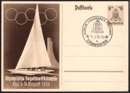 GERMANY BERLIN FAHRBARES POSTAMT 1936 - OLYMPIC GAMES BERLIN '36 - LETTER "h" + OLYMPIC SAILING POSTCARD - G - Zomer 1936: Berlijn
