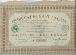 COMPAGNIE DES VAPEURS FRANCAIS - DIVISE EN 7000 ACTIONS DE 100 FRS -1919 - Mineral