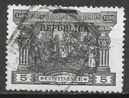 PORTOGALLO  1911  FRANCOBOLLI DELLA SERIE VASCO DE GAMA SOPRASTAMPATI UNIF. 183 USATO VF - Used Stamps