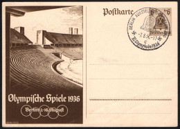 GERMANY BERLIN AUSSTELLUNG DEUTSCHLAND 1936 - OLYMPIC GAMES BERLIN '36 - LETTER "c" + OLYMPIC STADIUM POSTCARD - G - Sommer 1936: Berlin