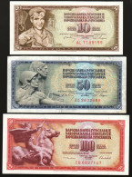 JUGOSLAVIA - LOTTO DI 5 BANCONOTE - 10 50 100 500 1000 DINARI - ANNI 1968(2) - 1978 - 1981 - 1986 - Yougoslavie