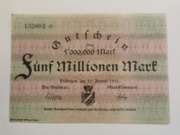 Gutschein, 5000000 Mark, Dillingen 1923 - Non Classificati