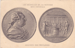 CPA Médaille De La Monnaie LOUIS XVI Roi Des France Abandon Des Privilèges 4 Aout 1789 Assemblée Nationale - Münzen (Abb.)