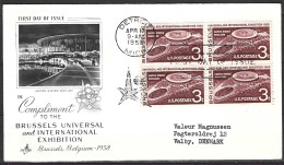 USA. N°638 De 1958 Sur Enveloppe 1er Jour. Exposition De Bruxelles. - 1958 – Bruselas (Bélgica)