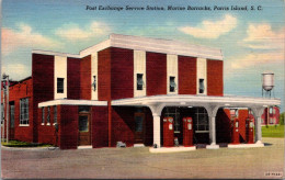 South Carolina Parris Island Marine Barracks Post Exchange Service Station Curteich - Parris Island