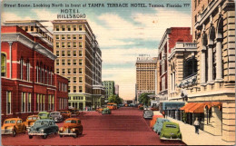 Florida Tampa Street Scene Looking North In Front Of Tampa Terrace Hotel 1951 - Tampa