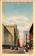 Texas Houston Main Street Looking North From Dallas Avenue Curteich - Houston