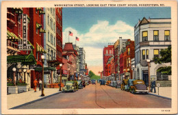 Maryland Hagerstown Washington Street Looking East From Court House Curteich - Hagerstown