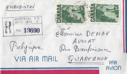 Canada - Enveloppe Recommandée Via Air Mail - 1967, De Montréal à Quaregnon - Poste Aérienne