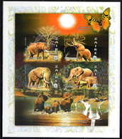 ZAIRE (1997) Elephants. Charaxes Fournierae. Imperforate Minisheet Of 4. Scott No 1479. - Otros & Sin Clasificación