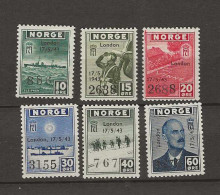 1943 MNH Norway "London 17/5/43" Overprint Issue With Certificate Moldenhauer - Ungebraucht