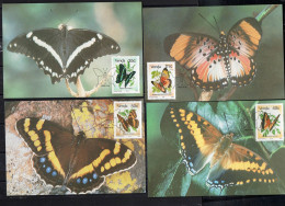 VENDA SOUTH AFRICA 1991 INSECTS FAUNA BUTTERFLIES FARFALLE PAPILLONS COMPLETE SET MAXI MAXIMUM CARD - Venda