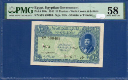 EGYPT - P.168a – 10 Piastres 1940 AUNC / PMG 58, S/n M/8 500403 - Egypte