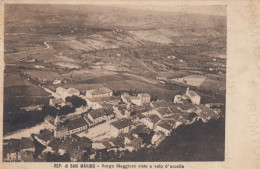 CARTOLINA  REPUBBLICA DI SAN MARINO-BORGO MAGGIORE VISTO A VOLA D'UCCELLO-BOLLO STACCATO,VIAGGIATA 1923 - San Marino
