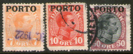 DINAMARCA – DENMARK Serie X 3 Sellos Usados PARA TASA (TAXE) Año 1921 – Valorizada En Catálogo U$S 34.00 - Strafport