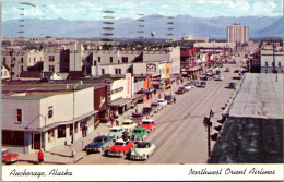 Alaska Anchorage Main Street Scene 1955 Northwest Orient Airlines Card - Anchorage