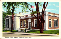 Vermont St Johnsbury Masonic Temple And Post Office 1945 Curteich - Sonstige & Ohne Zuordnung
