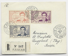 GUINEE FRANCAISE  90C+2FR+2F25 LETTRE COVER REC KANKAN 29 JUIN 1939 POUR SUISSE - Covers & Documents