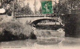 MONETEAU UN COIN DE SOMMEVILLE PONT PECHEUR A LA LIGNE 1912 TBE - Moneteau