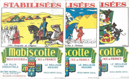 Buvard MABISCOTTE - Biscotte - Conquête De L'Algérie 1830 - Jeanne D'Arc 1429 - Chat Parti Les Souris Dansent -3 Buvards - Alimentare