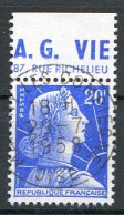 Réf 59 CL2 < FRANCE < N° 1011Ba PUB ASSURANCE " A.G. VIE " < 20F Muller Cachet Margny Les Compiegne Ø Used Ø Oblitéré - Used Stamps