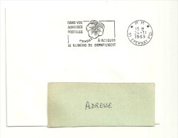 MARNE - Dépt N° 51 = EPERNAY Ppal  1969 = FLAMME Codée PP SUPERBE = SECAP  ' PENSEZ NUMERO DEPARTEMENT ' = Pensée N° 2 - Codice Postale