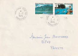 POLYNESIE FRANCAISE Lettre 1974 HANAPAOA - HIVA - OA Pour Papeete - Storia Postale