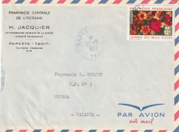 POLYNESIE FRANCAISE Lettre 1973 PAPEETE RP Jounée Des Mille Fleurs Enveloppe PHARMACIE CENTRALE DE L'OCEANIE - Covers & Documents