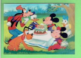 CARTE HOLOGRAPHIQUE WALT DISNEY MINNIE MICKEY DINGO PLUTO DONALD A L ANNIVERSAIRE DE MICKEY CARTE EN BON ETAT - A Systèmes