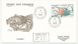 TAAF - Env FDC - 1,10 Lithodes - Alfred Faure Crozet - 1/1/1989 - FDC