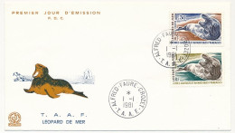 TAAF - Env FDC - 1,30 Léopard De Mer + 1,80 Id - Alfred Faure Crozet - 1/1/1981 - FDC