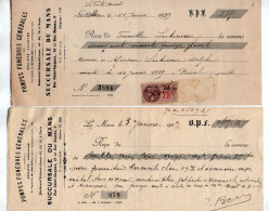 VP22.035 - 1927 / 39 - Lettre De Change - Société Des Pompes Funèbres Générales à PARIS - Succursale Du MANS - Bills Of Exchange