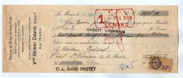 VP22.036 - 1934 - Lettre De Change - Vins & Eaux - De - Vie Distillerie à Vapeur Vve Henri DAVID Succ à LE MANS - Wissels