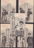 CPA Série De 5 Cartes Bergeret Thermomètre Couple Femme Woman - 5 - 99 Postcards