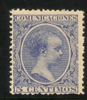 España Edifil 215* Mh  5 Ctos Azul  Alfonso XIII "El Pelón"  1889/1901  NL1091 - Nuevos