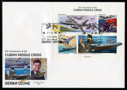 Sierra Leone 2022, Missile Crisis, Submarine, Castro, 4val In BF In FDC - Sous-marins