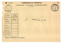 LA POSTE--1991--CELLE L'EVESCAULT-86--Formule N° 1474-3--Commande De Formules De Mandats-Lettres--cachet Rond - Unclassified