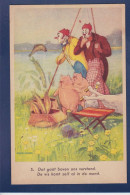 CPA Cochon Pig Non Circulé Position Humaine Oie Clown Cirque Circus Pêche à La Ligne - Pigs