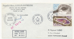 TAAF - Env Affr 1F Petrel + 22F Trematomus Hansoni - Alfred Faure Crozet - 27/9/1980 - Paquebot Marion Dufresne - Storia Postale