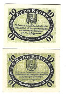 **notgeld   Austria Mauerkirchen 2 X 10 Heller    598/1a+b Cat Val 4,00 Euro - Autriche