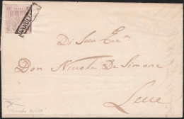20 - Lettera Da Castellaneta Per Lecce Del 21 Gennaio 1858, Affrancata Con 1 Gr. Rosa Lillaceo N. 3a, Il Primo Mese D’em - Napels