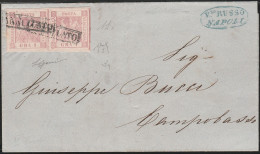 21 - Lettera Da Napoli Per Campobasso Del 12 Gennaio 1858, Affrancata Con Coppia Orizzontale Del 1 Gr. Rosa Lillaceo N. - Naples