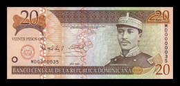 República Dominicana 20 Pesos Oro 2004 Pick 169d Low Serial 35 Sc Unc - Dominicaine