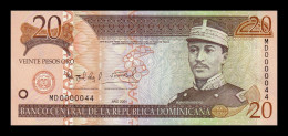 República Dominicana 20 Pesos Oro 2004 Pick 169d Low Serial 44 Sc Unc - Dominikanische Rep.